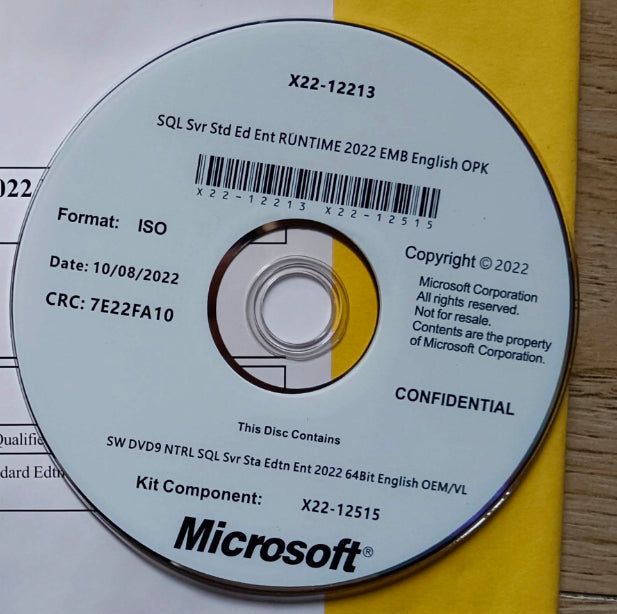 Microsoft SQL Server 2022 Standard 24 core unlimited user CAL With DVD 